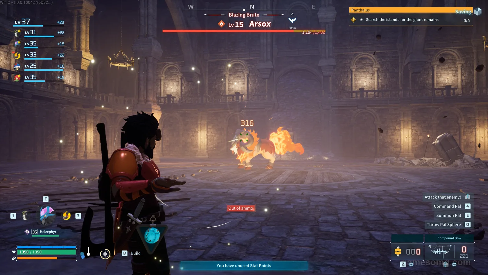 Arsox boss in Palworld, in-game