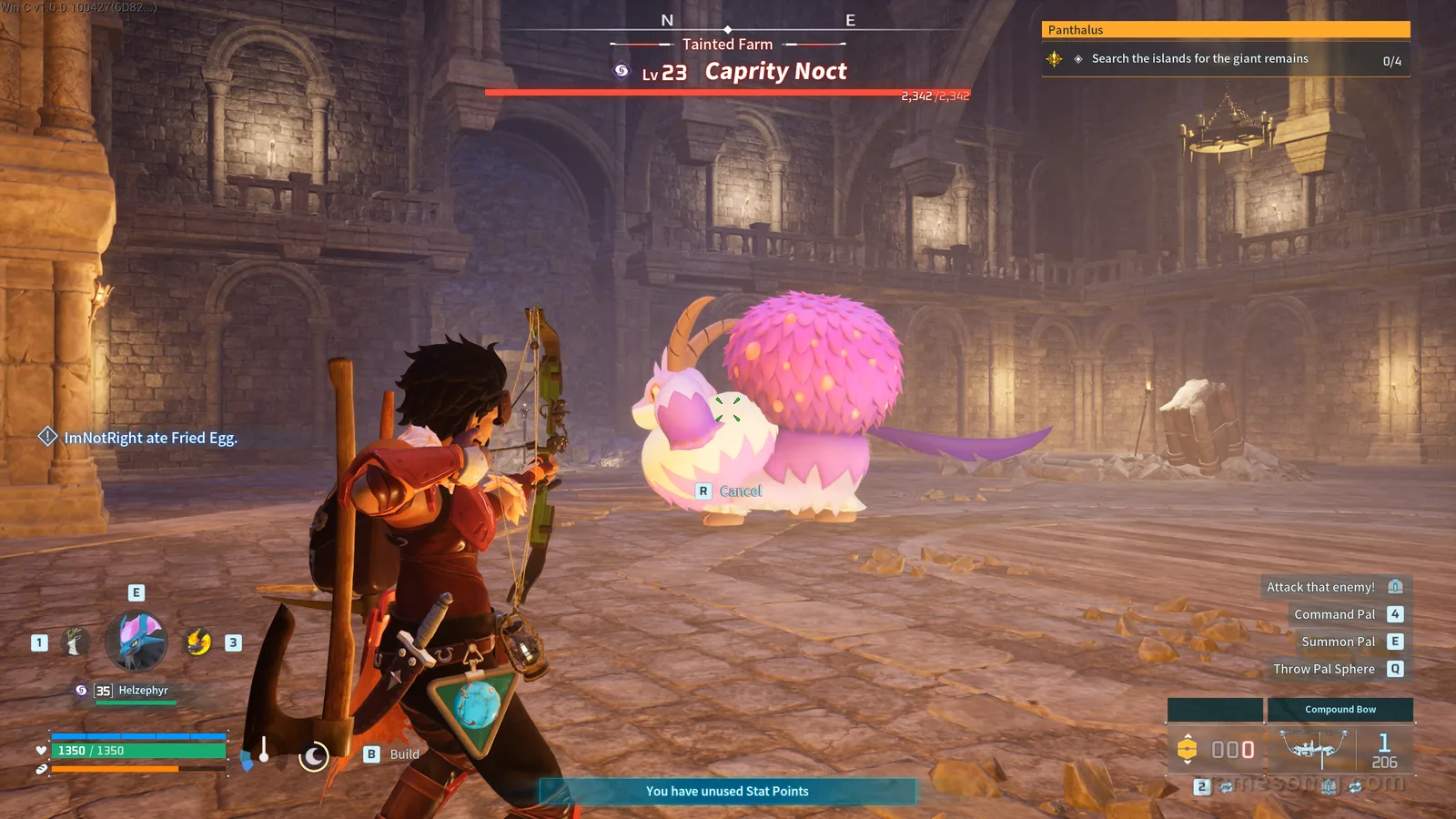 Caprity Noct boss in Palworld, in-game