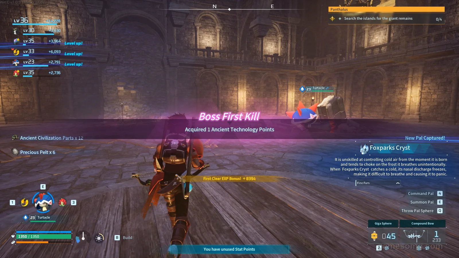 Foxparks Cryst boss in Palworld, in-game