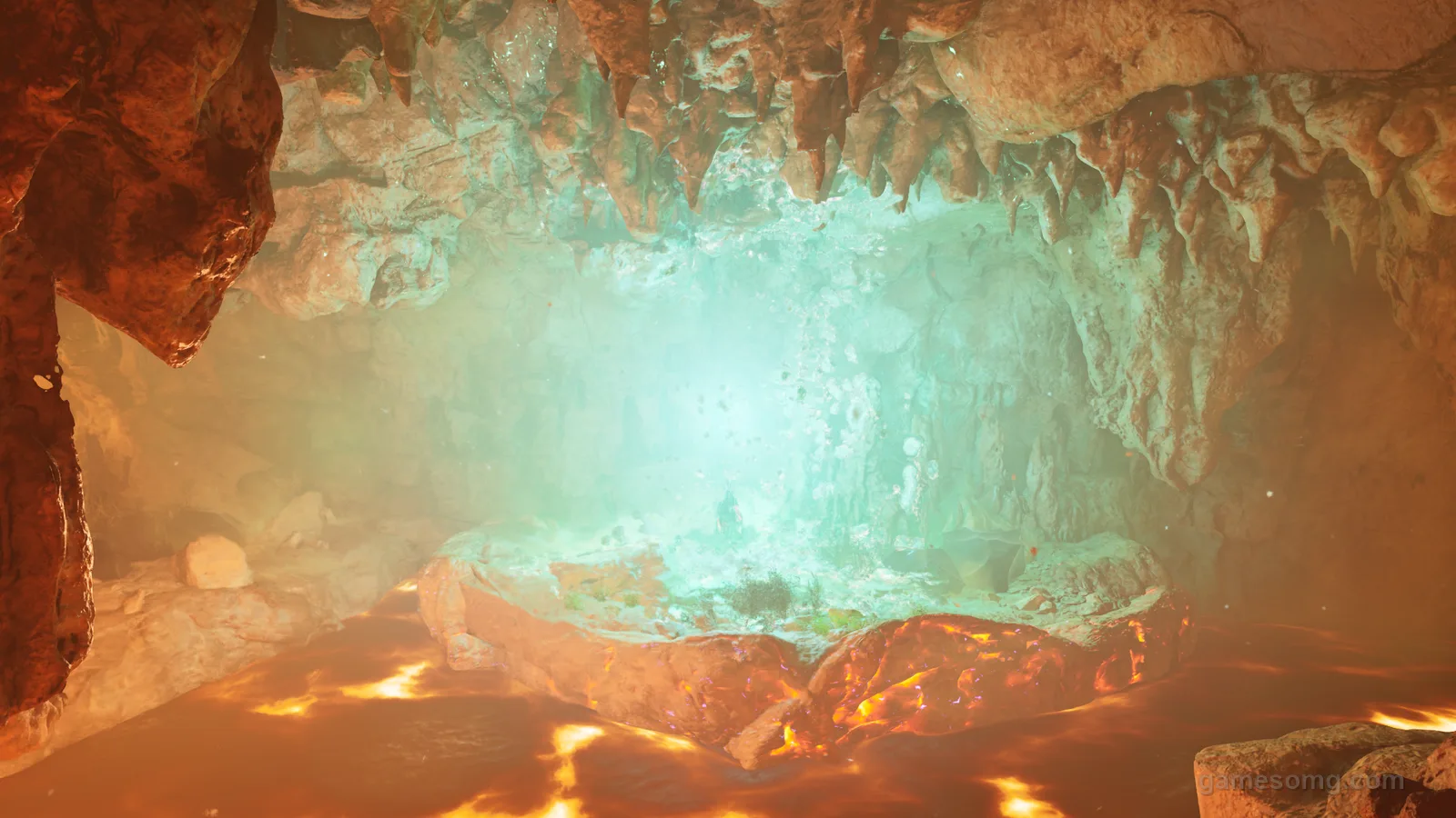 Artifact of the Massive on an island surrounded by lava inside the Lava Cave in ARK: Survival Ascended