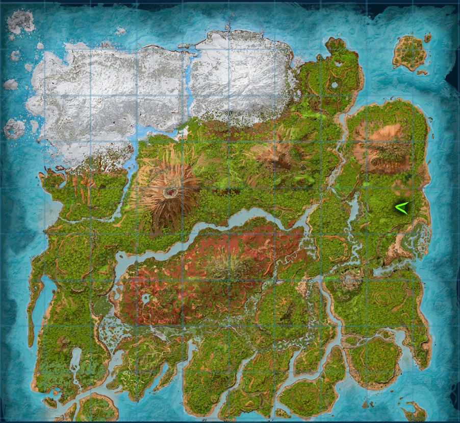 Map of The Island in ARK: Survival Ascended showing creature dossier locations